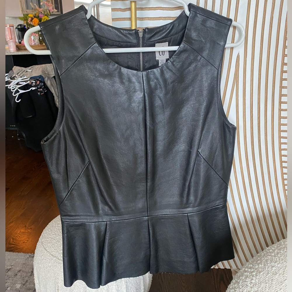 Faux Leather Peplum Top